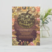 Rustic Wood Autumn Maple Thanksgiving Dinner Party Kaart (Staand voorkant)