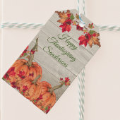 Rustic Wood Autumn Oranje pomkins Fall Leaves Gi Cadeaulabel