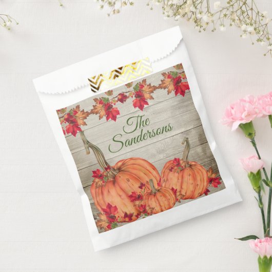 Rustic Wood Autumn Oranje pompoenen Bedankzakje (Gezegeld)