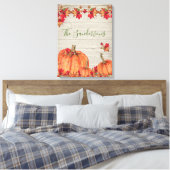 Rustic Wood Autumn Oranje pompoenen Canvas Afdruk (Insitu (Slaapkamer))