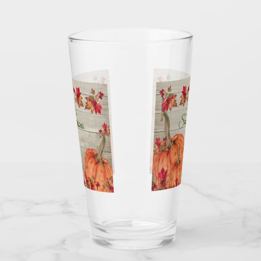 Rustic Wood Autumn Oranje pompoenen Glas (Links)