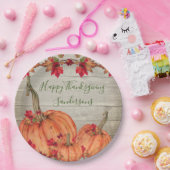 Rustic Wood Autumn Oranje pompoenen kleppen Papieren Bordje (Feest)