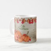 Rustic Wood Autumn Oranje pompoenen Koffiemok (Voorkant links)