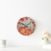 Rustic Wood Autumn Oranje pompoenen Ronde Klok (Huis)