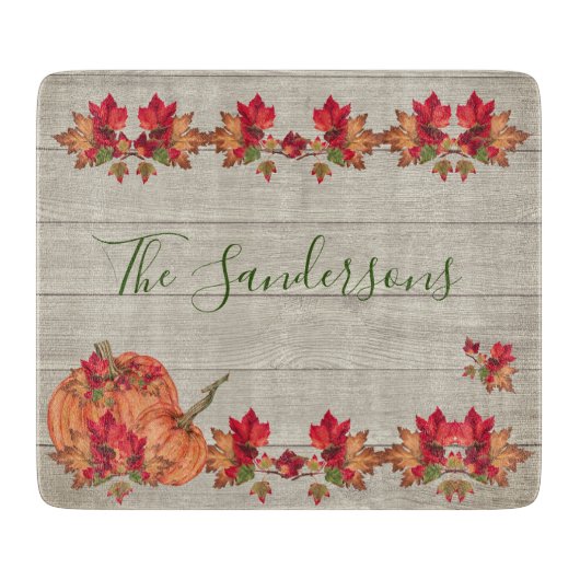 Rustic Wood Autumn Oranje pompoenen Snijplank (Voorkant)