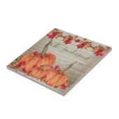 Rustic Wood Autumn Oranje pompoenen Tegeltje (Zijkant)