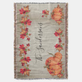 Rustic Wood Autumn Oranje pompoenen vallen voorbij Deken (Voorkant Verticaal)