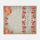 Rustic Wood Autumn Oranje pompoenen vallen voorbij Fleece Deken (Voorkant (Horizontaal))