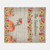 Rustic Wood Autumn Sunflower Pumpkins Fall Leaves Fleece Deken (Voorkant (Horizontaal))
