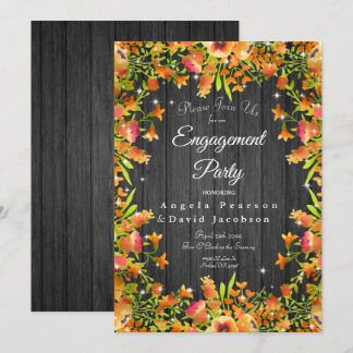 Rustic Wood Autumn Waterverf Flowers Sparkles Kaart