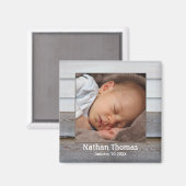Rustic Wood Baby Boy Foto Lijst Magnet (Voorkant / Achterkant)