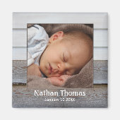 Rustic Wood Baby Boy Foto Lijst Magnet (Voorkant)
