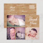 Rustic Wood Baby Dank u Photo Post Kaart (Voorkant / Achterkant)