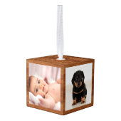 Rustic Wood baby eerste Kerstmis drie Foto Decoratie (Achter hoekig)