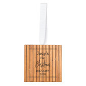 Rustic Wood baby eerste Kerstmis drie Foto Decoratie (Voorkant)