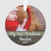 Rustic Wood Baby Mijn eerste kerstfoto Ornament (voorkant)