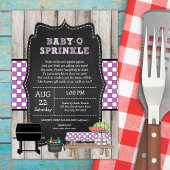 Rustic Wood Baby Q Sprinkle Shower Kaart