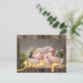 Rustic Wood Baby shower Foto Dank u Briefkaart (Staand voorkant)