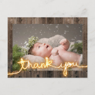 Rustic Wood Baby shower Foto Dank u Briefkaart