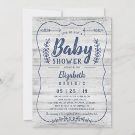 Rustic Wood Baby shower Invitation, grijs Kaart