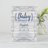 Rustic Wood Baby shower Invitation, grijs Kaart (Staand voorkant)