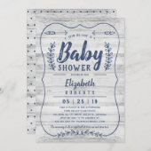 Rustic Wood Baby shower Invitation, grijs Kaart (Voorkant / Achterkant)