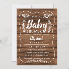 Rustic Wood Baby shower Invitation Kaart