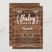 Rustic Wood Baby shower Invitation Kaart (Voorkant / Achterkant)