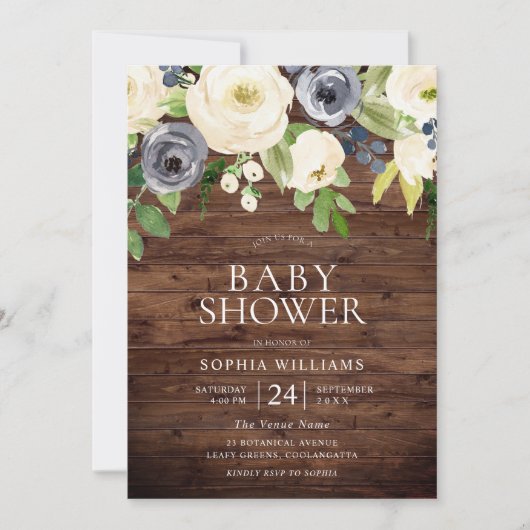 Rustic Wood Baby shower Kaart (Voorkant)