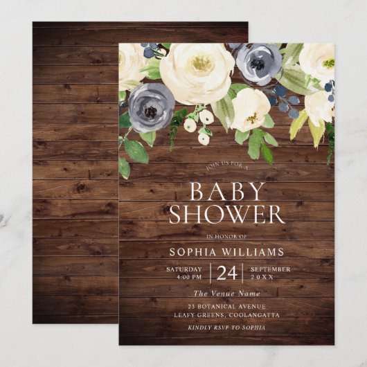 Rustic Wood Baby shower Kaart (Voorkant / Achterkant)
