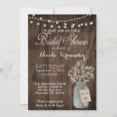 Rustic Wood Baby's Breath Bridal Shower Uitnodigin Kaart (Voorkant)