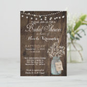 Rustic Wood Baby's Breath Bridal Shower Uitnodigin Kaart (Staand voorkant)