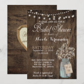 Rustic Wood Baby's Breath Bridal Shower Uitnodigin Kaart (Voorkant / Achterkant)