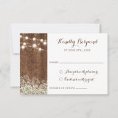 Rustic Wood Baby's Breath String Lights RSVP Kaart (Voorkant)