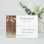 Rustic Wood Baby's Breath String Lights RSVP Kaart (Staand voorkant)