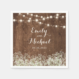 Rustic Wood Baby's Breath String Lights Wedding Servet