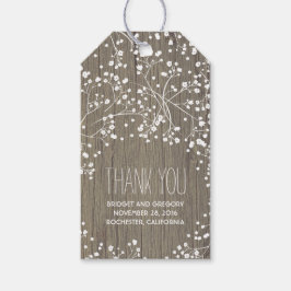 Rustic Wood Baby's Breath Wedding Cadeaulabel