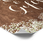 Rustic Wood Baby's Breath Wedding Cards Getikt Poster (Hoek)