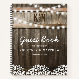 Rustic Wood Babys Breath Wedding Guest Book Notitieboek