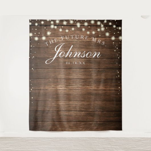Rustic Wood Backdrop - Future Mrs Photo Backdrop Wandkleed (Voorkant)