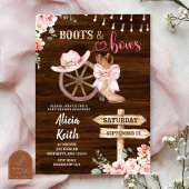 rustic wood background floral boots and bows kaart