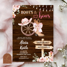 rustic wood background floral boots and bows kaart