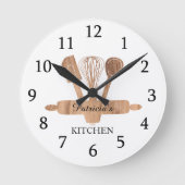 Rustic Wood Baking UTools Custom Name Kitchen Ronde Klok (Voorkant)