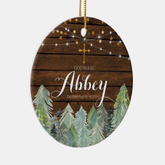 Rustic Wood Baptisme Ornament godslasterlijk Ornam (Rechts)
