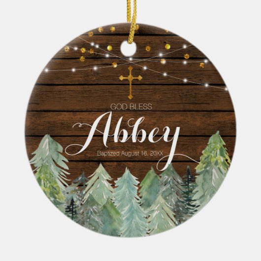 Rustic Wood Baptisme Ornament godslasterlijk Ornam (Voorkant)