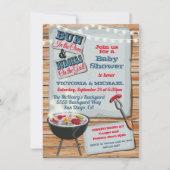 Rustic Wood Barbecue Baby shower Kaart (Voorkant)