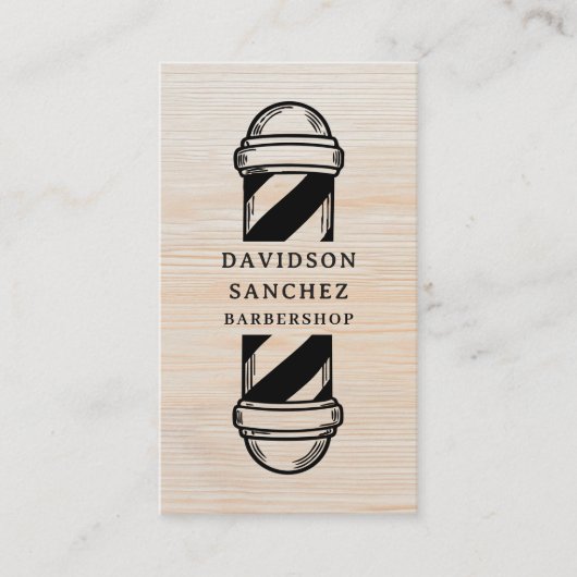 Rustic Wood Barbershop QR-code & sociale media Visitekaartje (Voorkant)