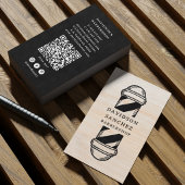 Rustic Wood Barbershop QR-code & sociale media Visitekaartje