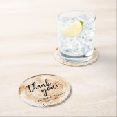 Rustic Wood Bark Disk Hartelijk dank voor het vast Ronde Kartonnen Onderzetter (Insitu)