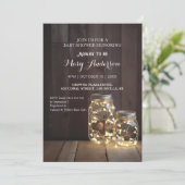 Rustic Wood Barn Baby shower Mason Jar Lights Kaart (Staand voorkant)